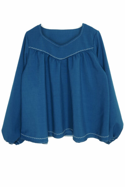 Haut bleu imitation lin